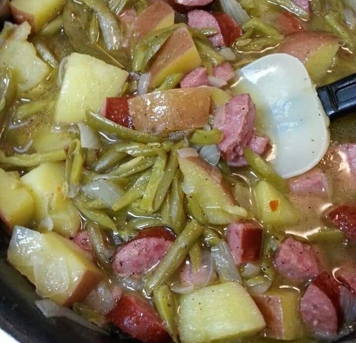 Crockpot Ham, Green Beans and Potatoes